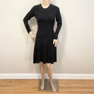 Rebecca Taylor Snake Print Wool Blend Midi Dress